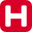 hotel letter h sign inside a black rounded square